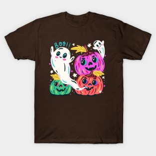 Pumpkin Ghost Halloween Hand drawn T-Shirt